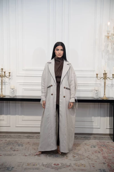 عباية بليزر لينن باللون البيج C:IB327 Beige