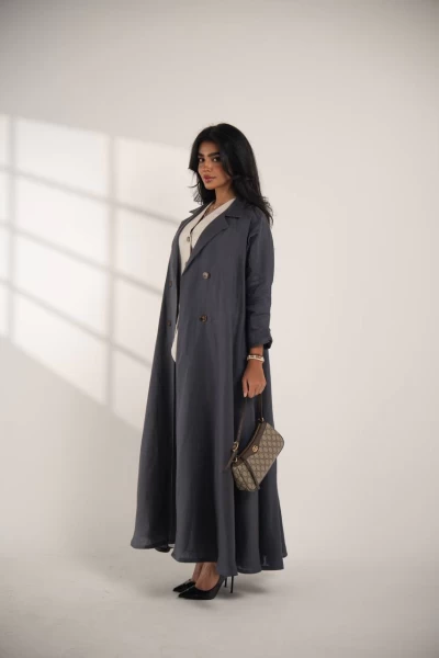 Black linen blazer abaya C:IB336