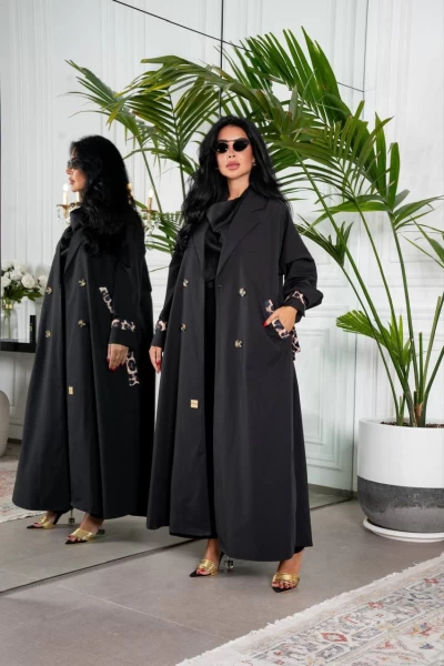 Black Cotton Abaya IB130 Black