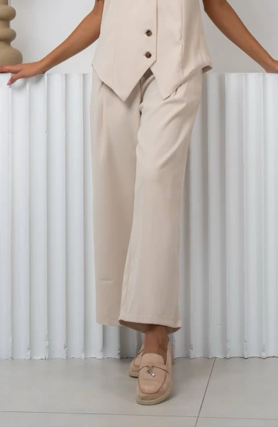 Beige Crepe Trousers IB1063